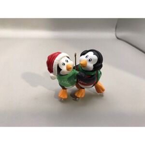Vintage 1989 Hallmark Mom And Dad Ice Skating Penguins Christmas Ornament